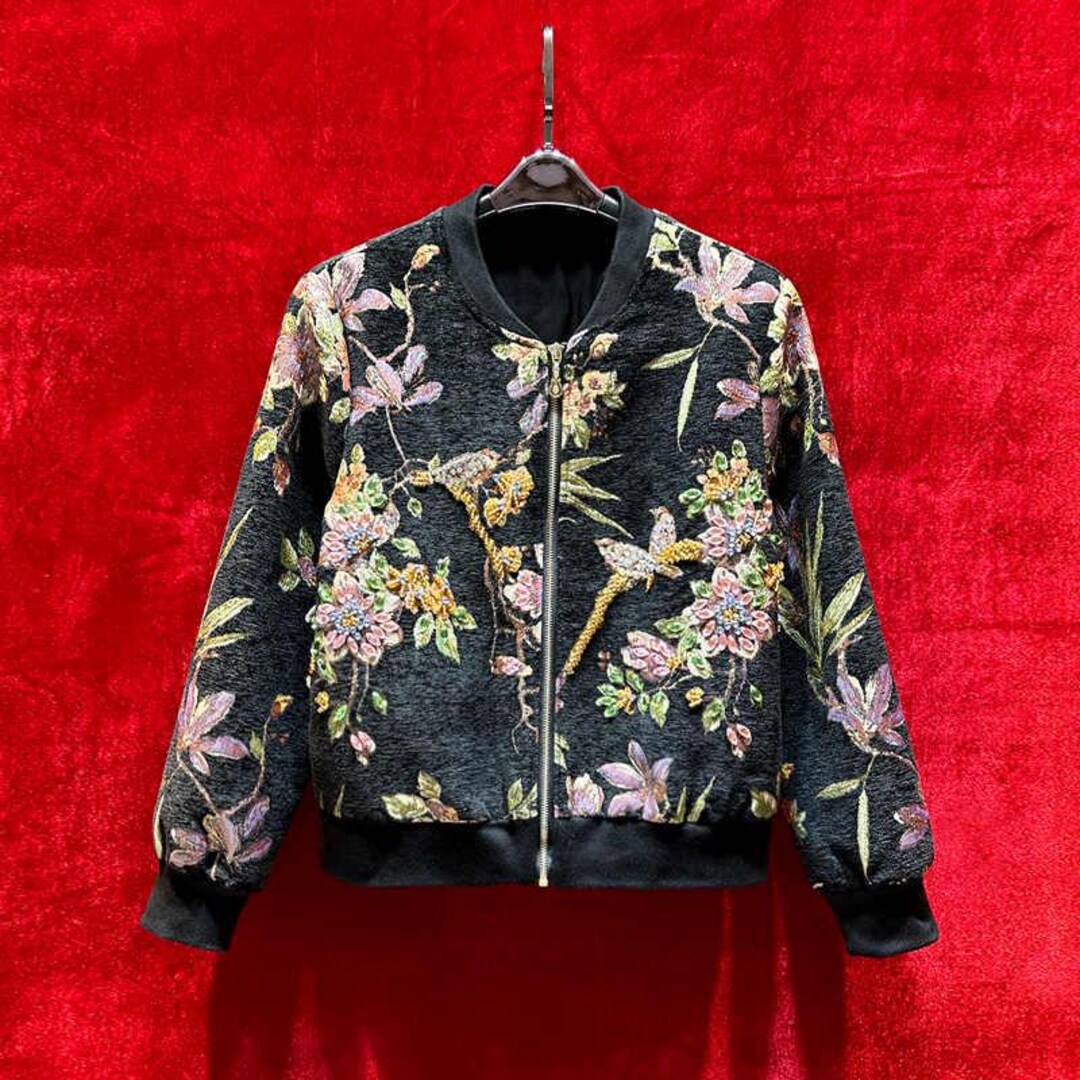 Elegant Jacquard Baseball Jacket