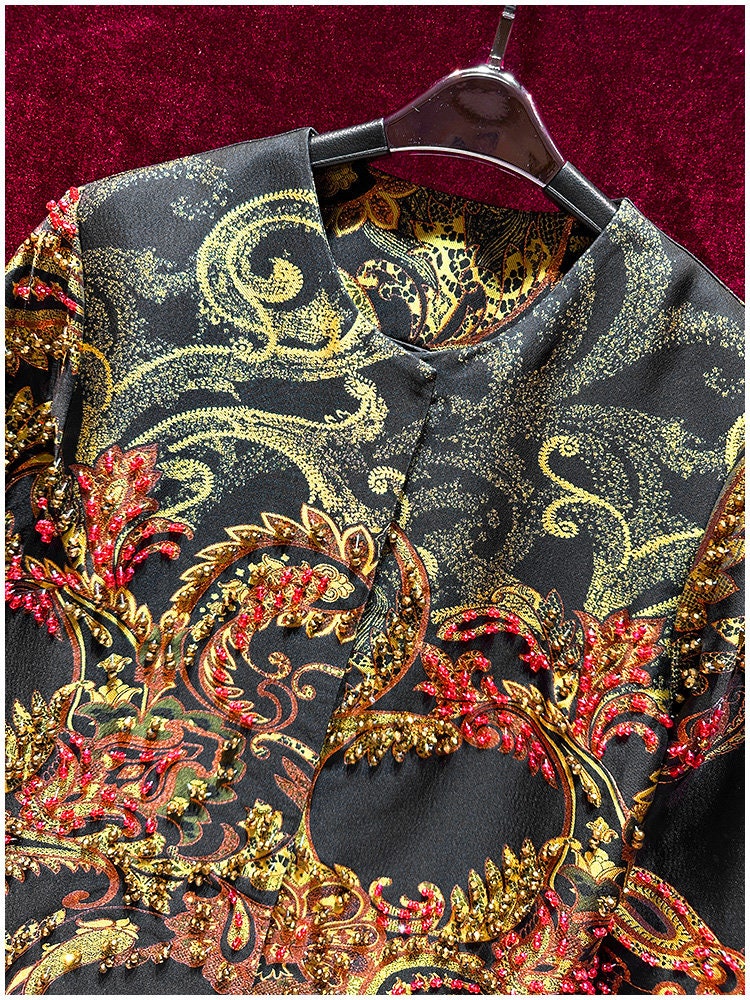 Vintage French Jacquard Jacket 3D Floral Embellished Jacket - Etsy