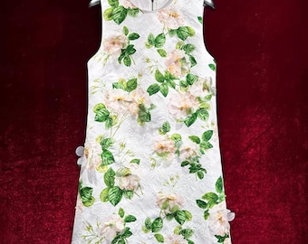 French Embroidery  Sleeveless  Embellished Dress - Floral  Jacquard Dress |  Garden Party Dress