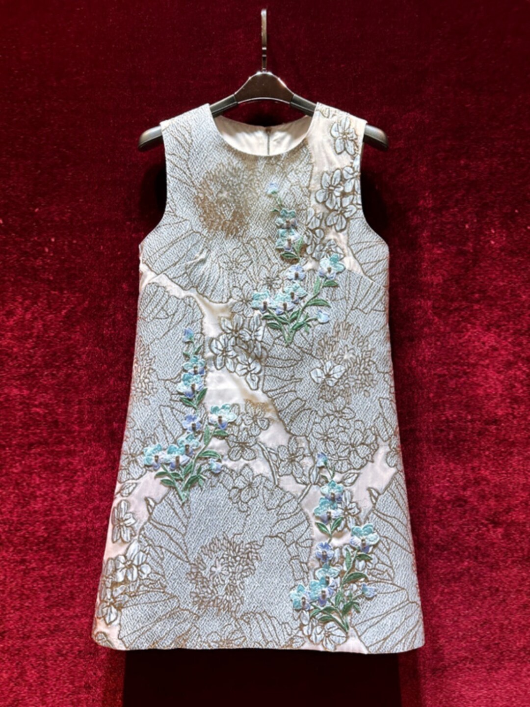 Kylee Floral Cutout Embroidered Fabric High Neck Long Bell Sleeve Mini Dress