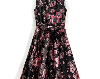 Luxurious Silk Blend A-Line Gown | Floral Wedding Guest Dress | Floral Sleeveless Dress|High-End Galas & Formal Soirées | Garden Party Dress