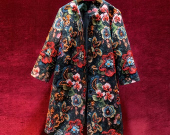 Giacca jacquard francese vintage, giacca impreziosita floreale 3D, cappotto giacca con perline di design streetwear, cappotto con applicazioni di strass ricamati