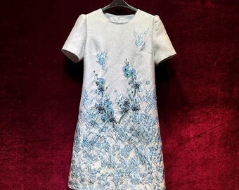 Vintage French Jacquard Dress| 3D Floral Embellished Slimming Dress|Floral Language Symbolizes Eternal Love and Hope