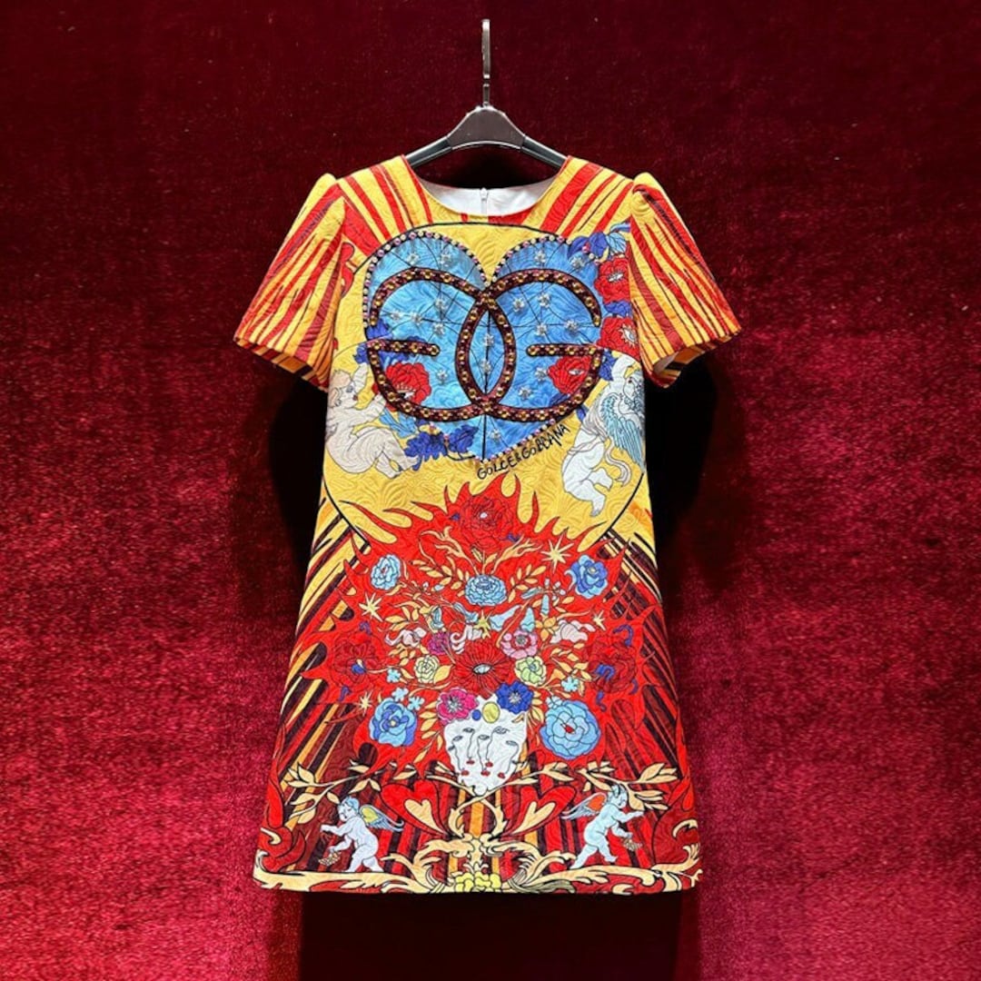 Vintage Jacquard Painting Dress