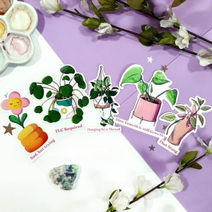 Adesivos Plant Feels - Adesivos cortados em vinil - Plantas de casa, Estética Kawaii, Adesivos para laptop, Estacionário fofo, Adesivos de planejador, Boho
