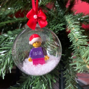 Personalised Mini-Figure in a bauble - Made using up-cycled LEGO® - Christmas Bauble, Personalised Christmas 2023  Xmas 2023