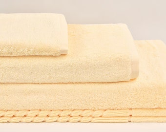 Lemon Yellow Premium 100% Combed Cotton Bath Towel Sets 620 GSM Soft Absorbent 6pcs 7pcs Sets