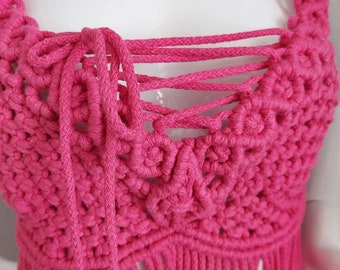 Handmade festival Pink macrame dress | beach festival hippie venus