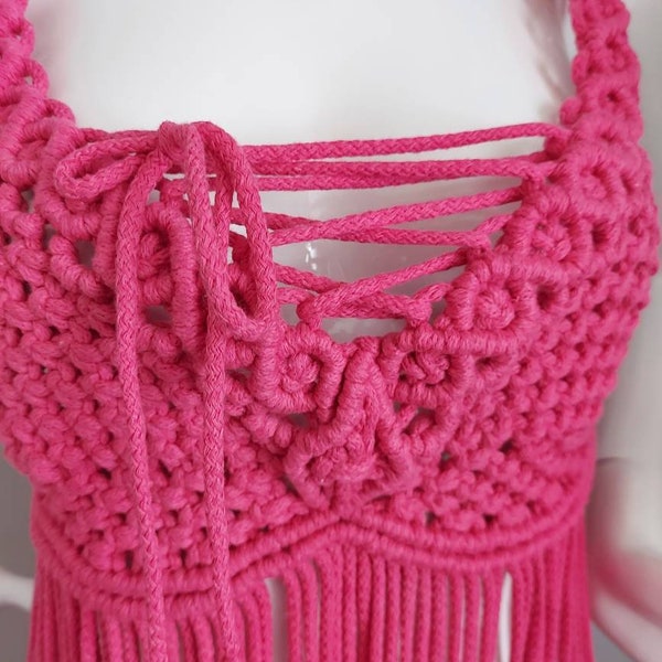 Handmade festival Pink macrame dress | beach festival hippie venus