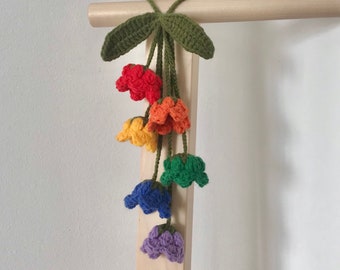 LGBT pride, Bag pendant, Сar decoration, Lily of the valley handmade crochet, knitted plant flowers, cute cozy home decor