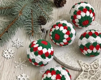 10 pcs ensemble décoration de boule du Nouvel An pour le sapin de Noël, décorations écologiques de Noël pour la maison, décoration ronde au crochet, faite à la main