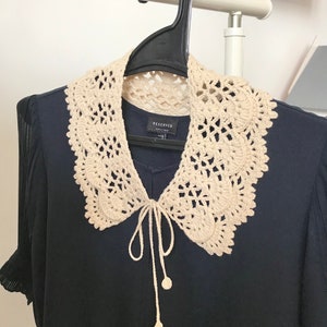 Col ajouré tendance, dentelle stylée à la mode pour femme, crochet fait main d'été, couleur Beige image 6