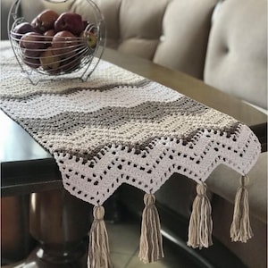 Rectangular table runner, crocheted table runner, natural cotton napkin, boho home decor. Made to order
