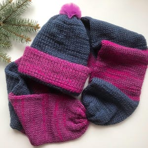Knitted winter hat + snood, unisex, warm soft hat, set for winter