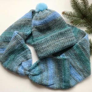 Knitted winter hat + snood, unisex, warm soft hat, set for winter
