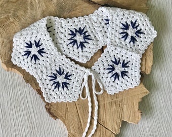 Col adulte femme, motif carré grand-mère, crochet fait main