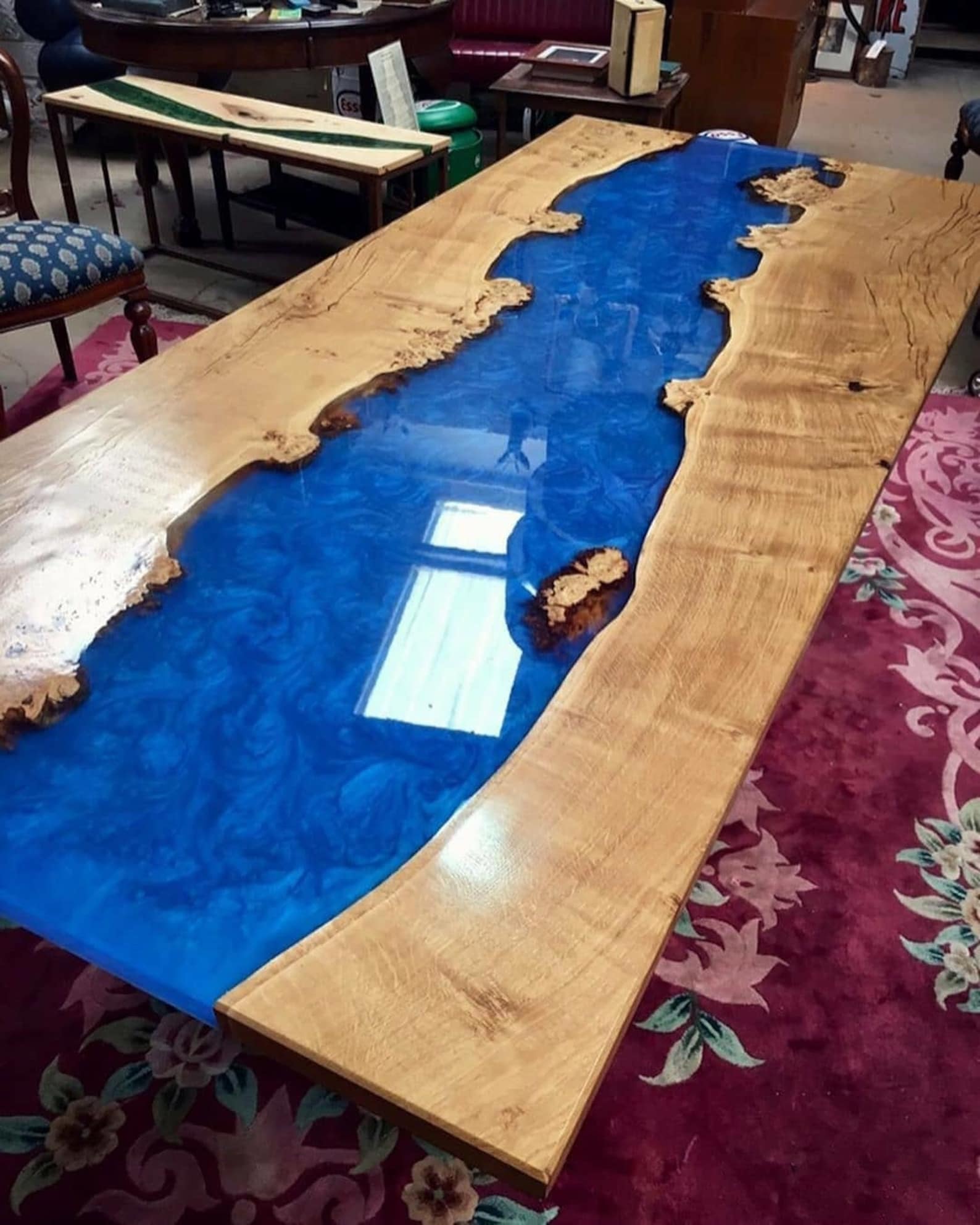 Epoxy Table Resin Dining Table Top Walnut Colour Wooden Coffee Etsy