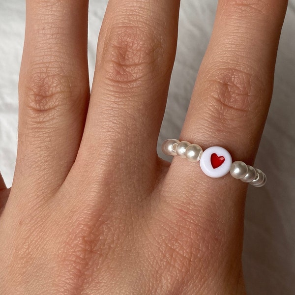 Beaded heart ring