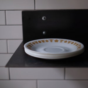 1970&#39;s vintage butterfly gold saucers set of 4 - pyrex lookalike corelle by corning mini plates mid-century cottage core plates