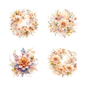 20 Clipart di fiori, Clipart di fiori ad acquerello, Download di fiori PNG, Clipart di ghirlande di fiori boho, PNG di alta qualità, Artigianato di carta, Diario spazzatura