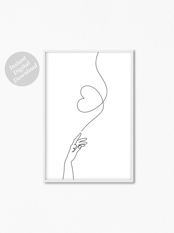 Heart With Hand Print Printable Wall Art Print Instant | Etsy