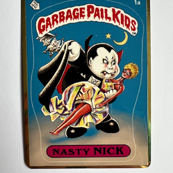 NASTY NICK 8a Garbage Pail Kids Series 1(1985) Rare Custom Metal Gold Card