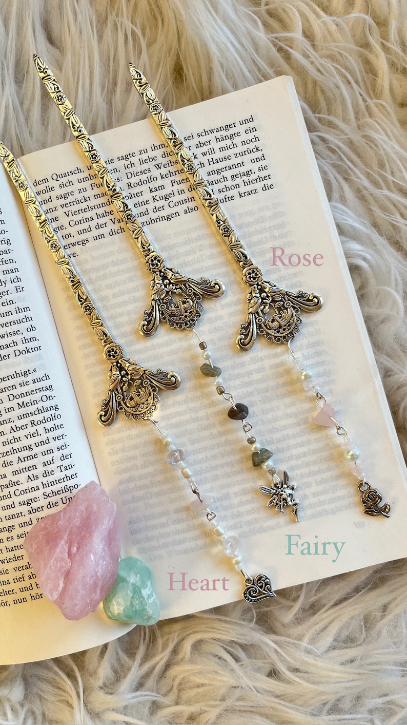 Fairytale bookmark silver with real gemstones image 6