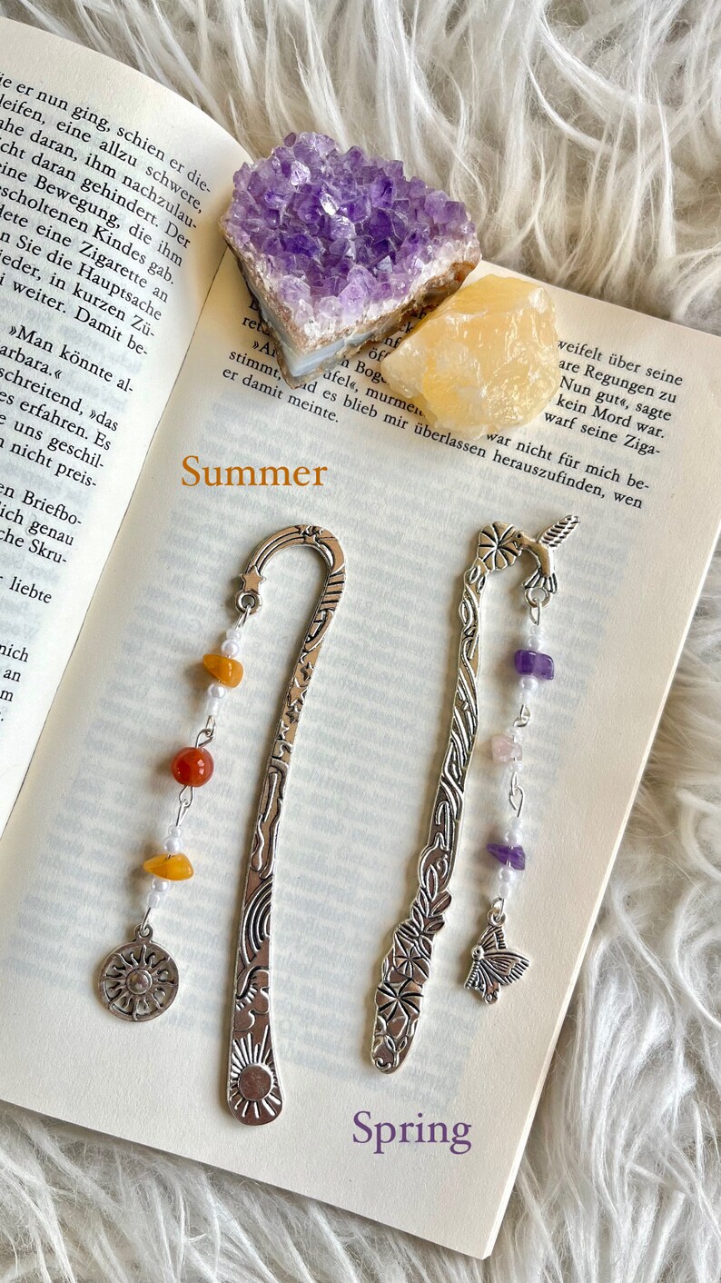 Fairytale bookmark silver with real gemstones image 1