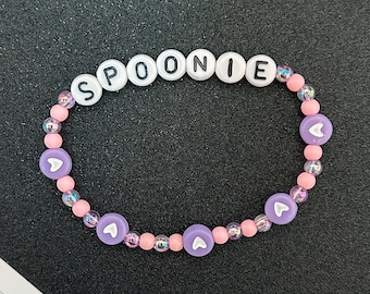 Spoonie pink and lilac beaded bracelet | chronic illness bracelet | disability bracelet |disability awareness | chronic illness gift