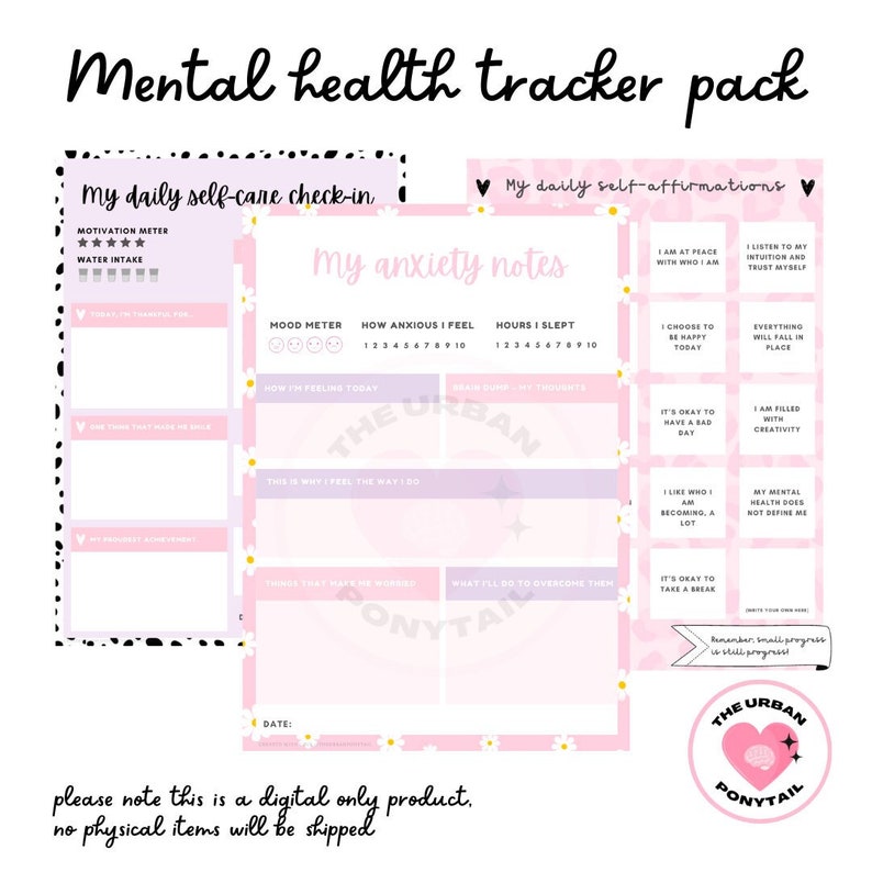 Printable Mental Health Tracker Cute Pastel Mental Health - Etsy