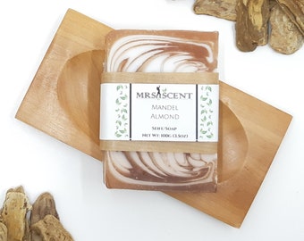 Almond Natural Vegan Handmade Soap Bar, Organic, Plastic Free, Eco Friendly, 100% Recyclable, Gifts For Her or Him, Bathroom, Skin, Home