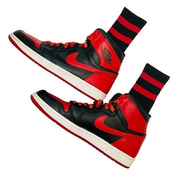 Chaussettes Air Jordan 1 Crew Noir avec rayures rouges pour NIKE AJ1 Bred -   France