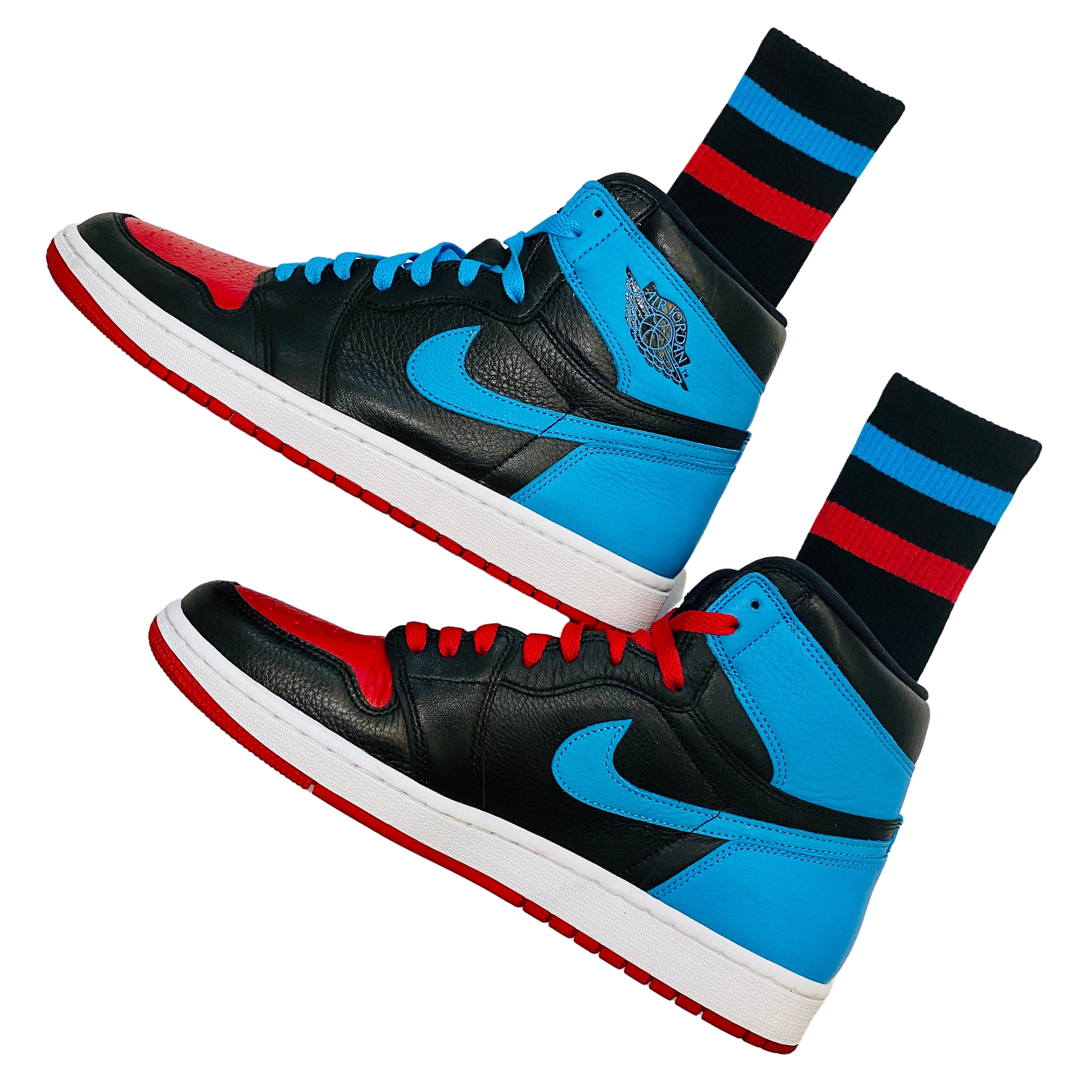 Air Jordan 1 Calze Crew Nero con strisce blu / rosse per | Etsy Italia