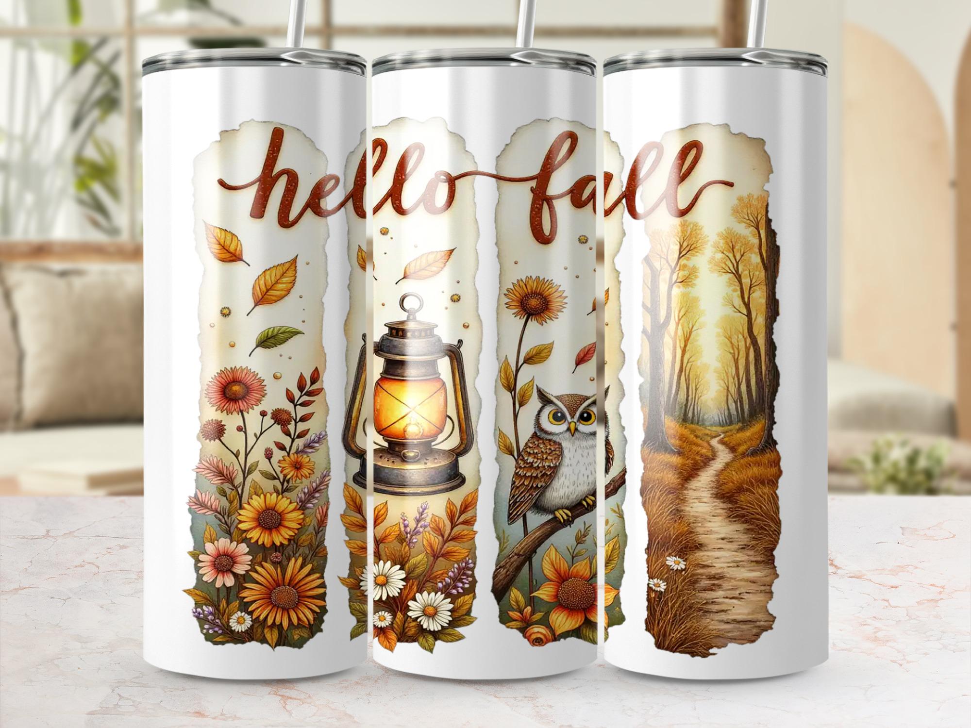 Hello Fall Png, Fall Lantern Png, Owl Png, Autumn Path Png, Fall Clipart, Autumn Sublimation, Digita