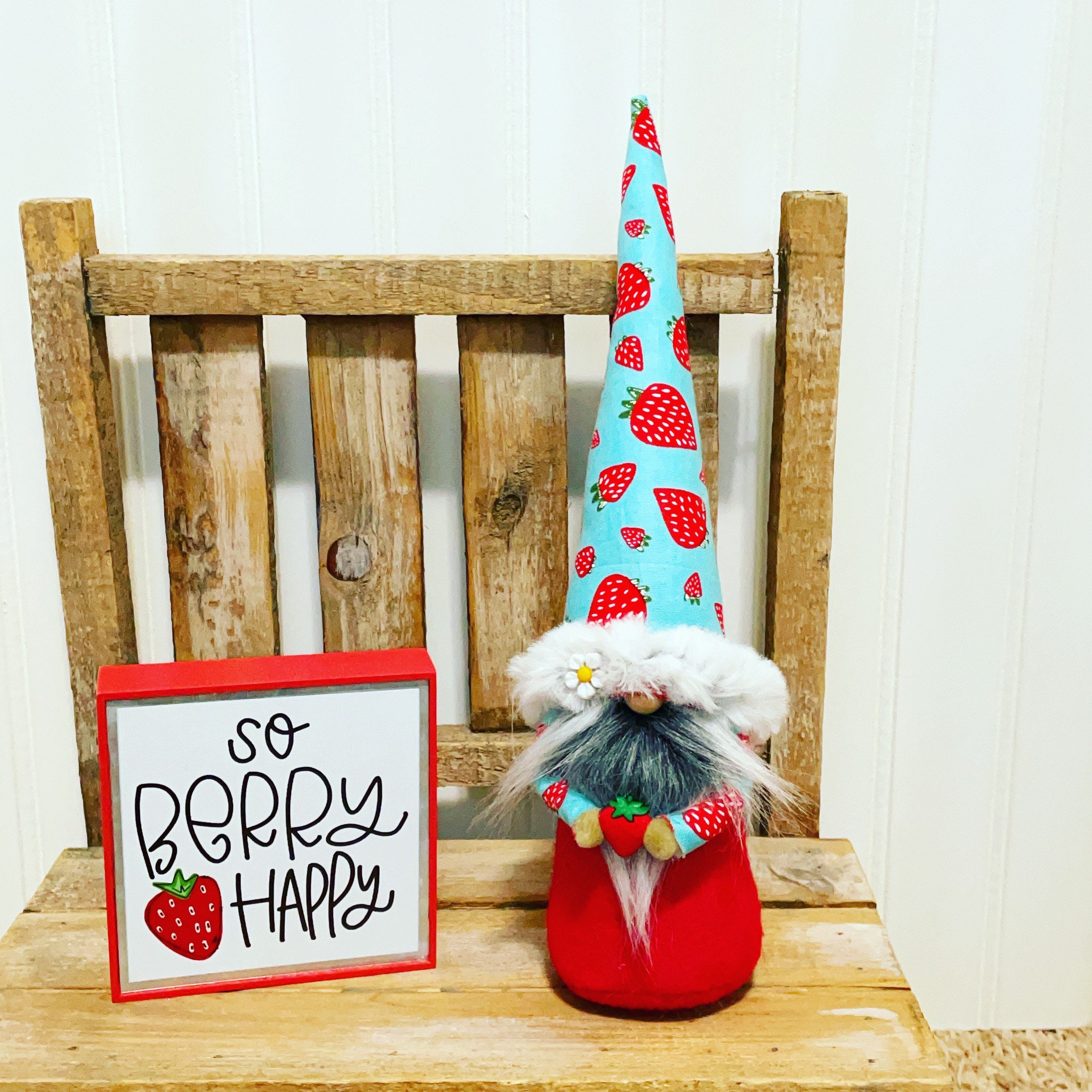 Strawberry gnome Summertime Gnome Sweet strawberry decor Etsy