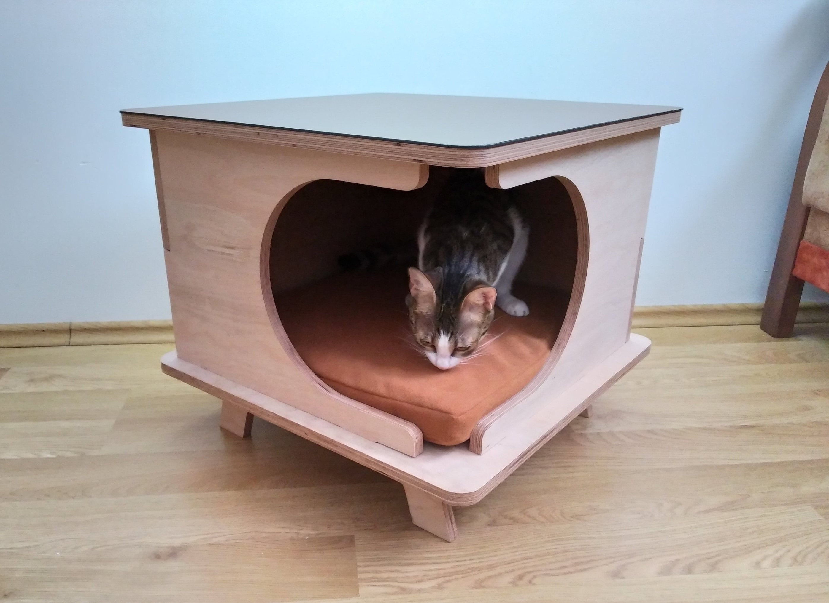 Wooden Cat Bed Wooden Cat Furniture Wood Cat Bed Wooden Cat Etsy