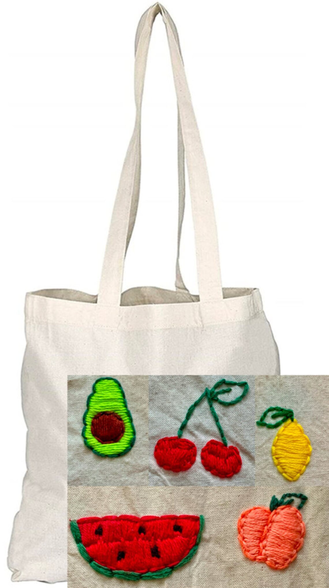 Fruit Tote Bag Personalised Embroidery Etsy