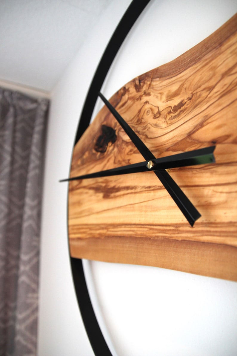 Modern olive wood wall clock image 8