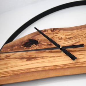Modern olive wood wall clock image 5