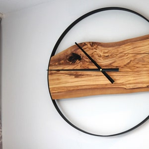 Modern olive wood wall clock image 7
