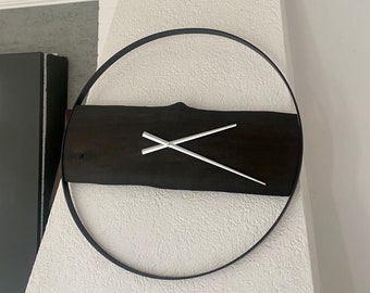 Modern bog oak wall clock - precious wood clock