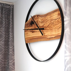 Modern olive wood wall clock image 3