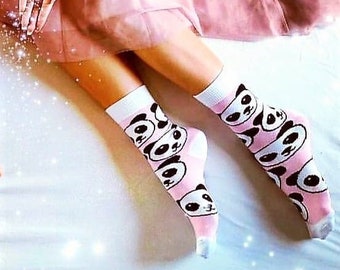 Lustige Socken, Panda-Socken, süße Socken, rosa Socken, Unisex-Socken, Damensocken, Herrensocken, verrückte Socken, Geschenk, bunte Socken