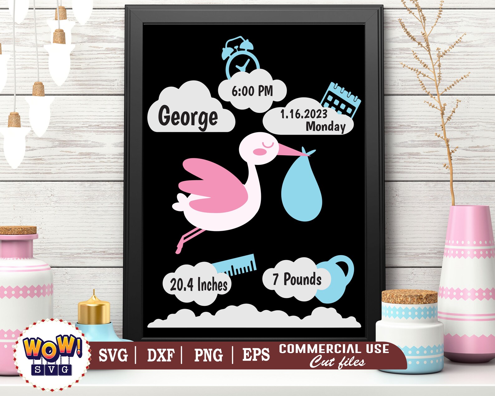 Birth Announcement Template Svg, Birth Announcement Svg, Birth