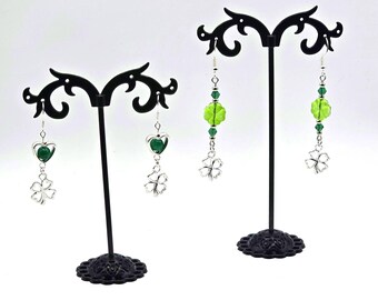 Pendientes colgantes hipoalergénicos con diseño de trébol de cuatro hojas del Día de San Patricio