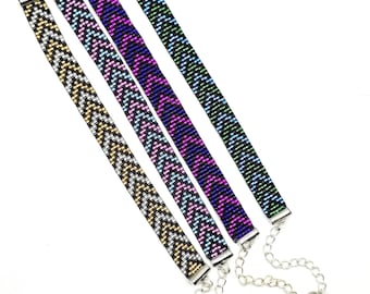Adjustable Loom Beaded Bracelets - Classic Chevron Pattern {Miyuki Delica Beads}