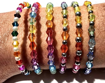 Pulseras de alambre con memoria de cristal - Temas de arcoíris