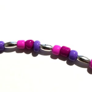 Adjustable Seed Bead Bracelets pink/purple/silver