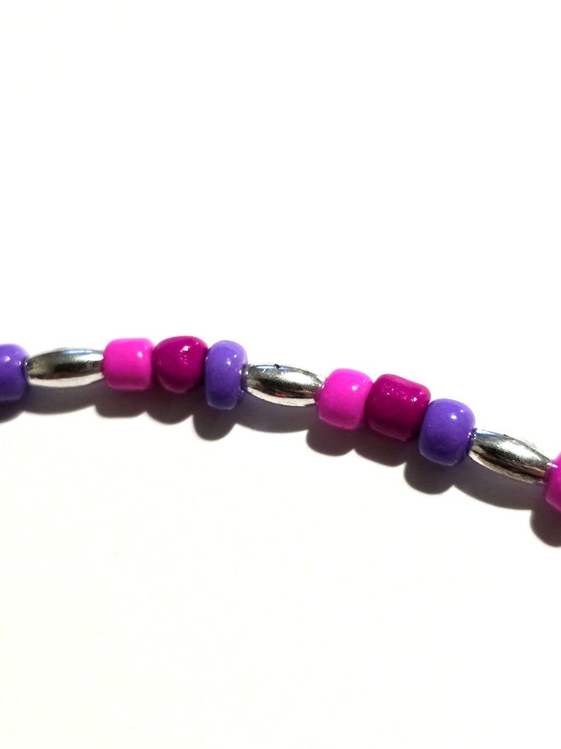 Adjustable Seed Bead Bracelets pink/purple/silver