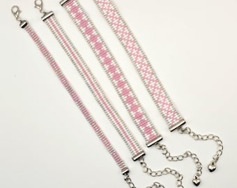 Pulseras ajustables de cuentas en telar: patrones simétricos variados {Cuentas Miyuki Delica}